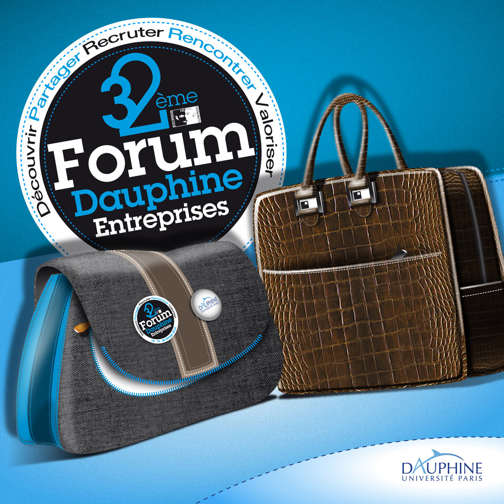 Photo montage et illustration numérique vectorielle d'un concept de communication - Forum Dauphine Entreprise - Paris