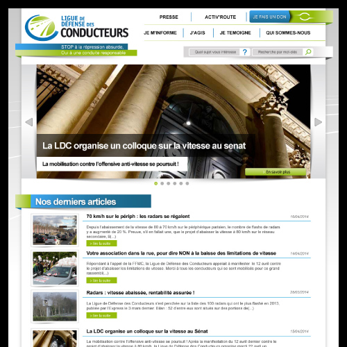 Webdesign du site de la ligue des conducteurs - Site d'information