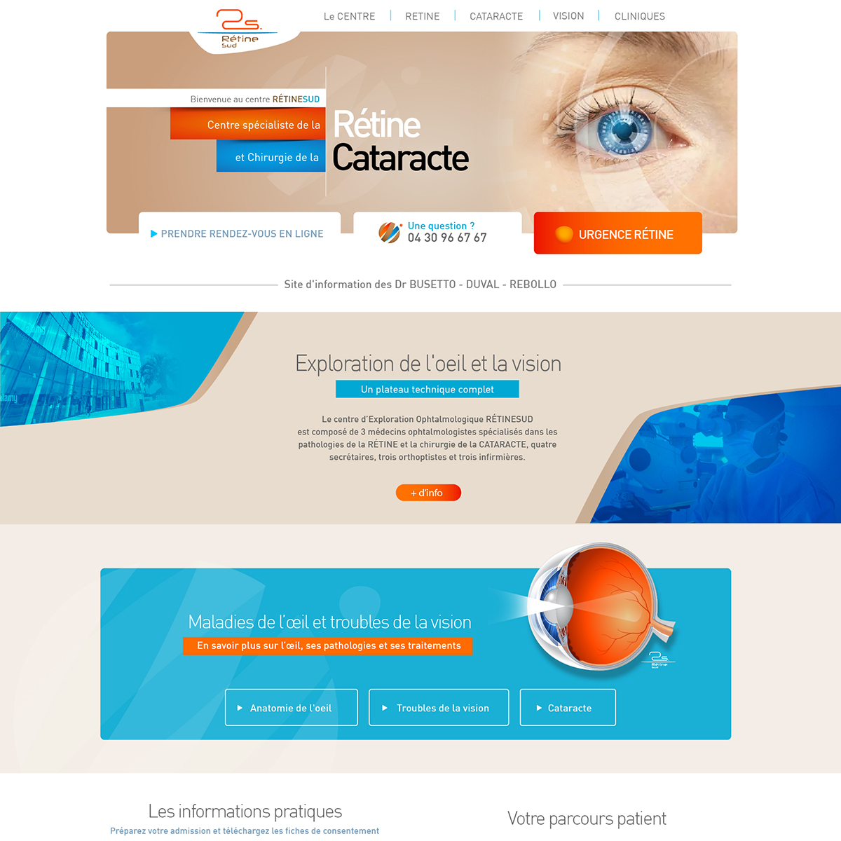 Aperçu d'une charte graphique web que j'ai créé pour Retine Sud, cabinet d'ophtalmologie spécialiste de la rétine