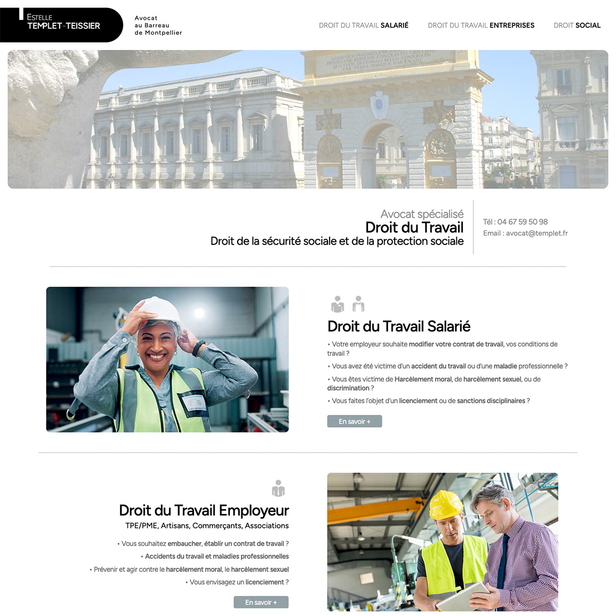 Site internet wordpress du cabinet d'avocat Templet Teissier à Montpellier