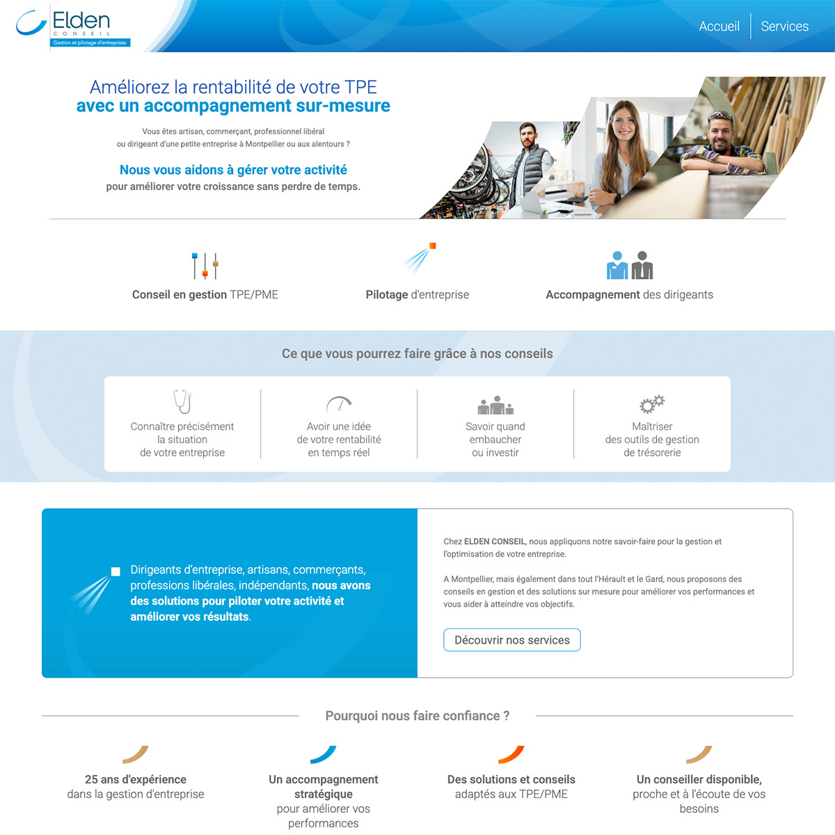 Site internet wordpress du consultant Elden Conseil, corporate et humain