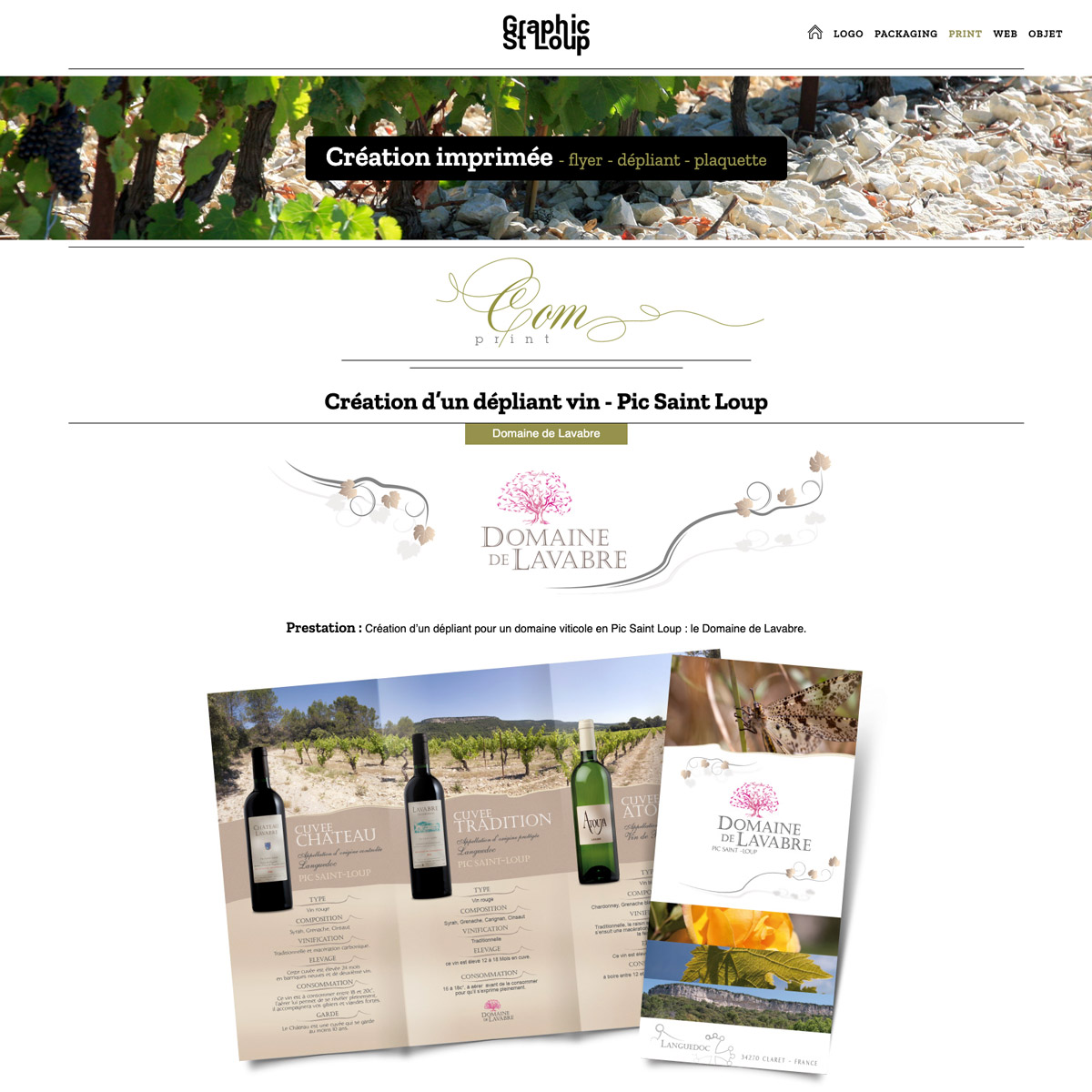 Site internet graphicsaintloup spécialisé dans la création terroirs et vins