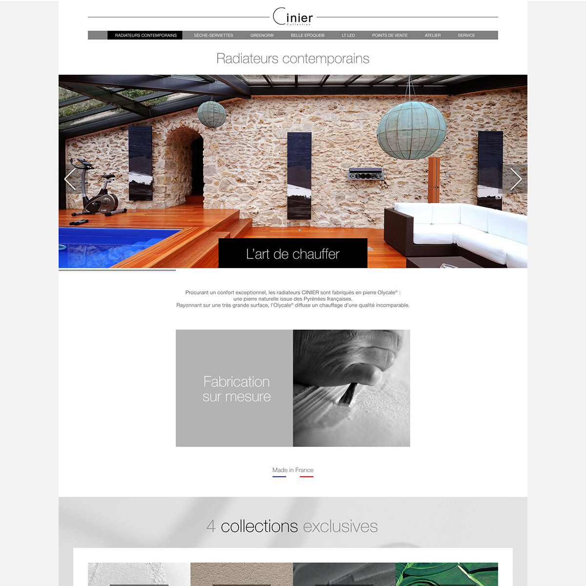 Charte graphique web d'un site luxe pour les radiateurs CINIER