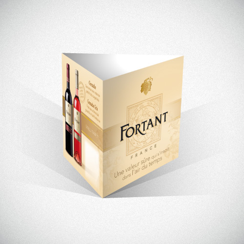 Création d'un support publicitaire sur lieu de vente (PLV) - Chevalet vin Fortant trois faces